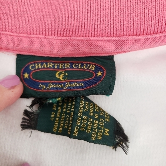 Vintage Charter Club 80s Preppy Polo M Cotton Hong Kong - Picture 7 of 11